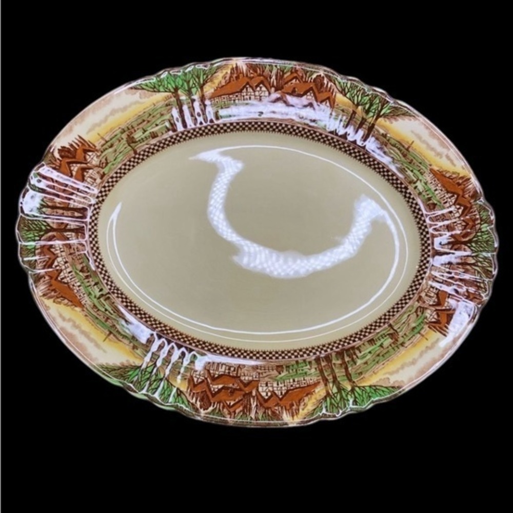 VTG Myott Son & Co Hanley England's Countryside 12 1/2” Oval Serving Platter EUC